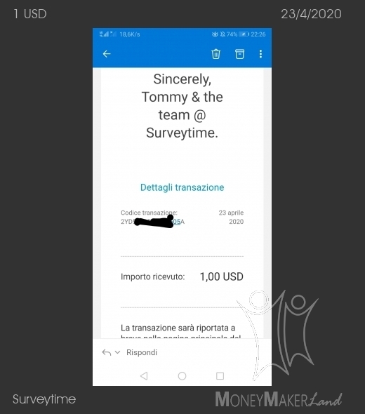 Payment 15 for Surveytime