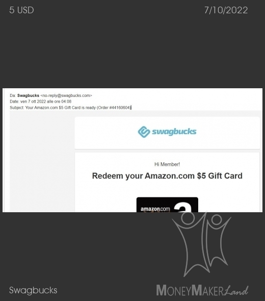Payment 5 for Swagbucks