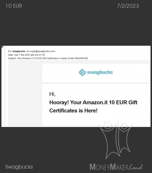 Payment 10 for Swagbucks