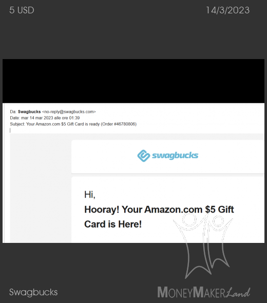Payment 11 for Swagbucks