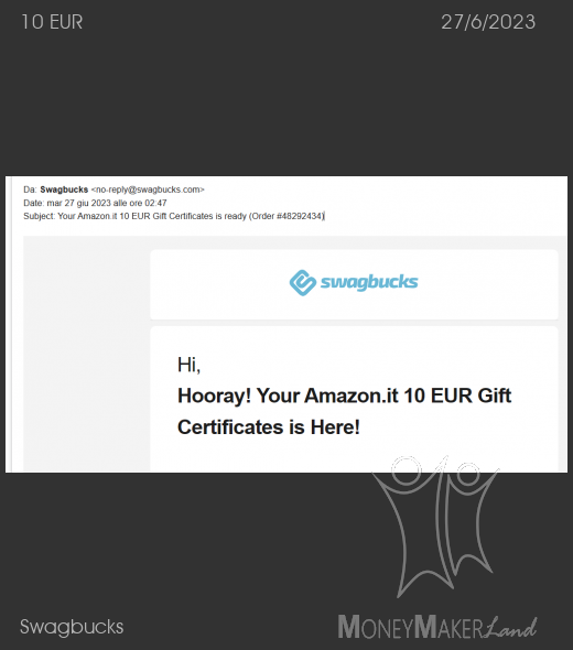 Payment 15 for Swagbucks