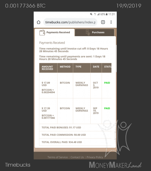 Pagamento 34 per Timebucks