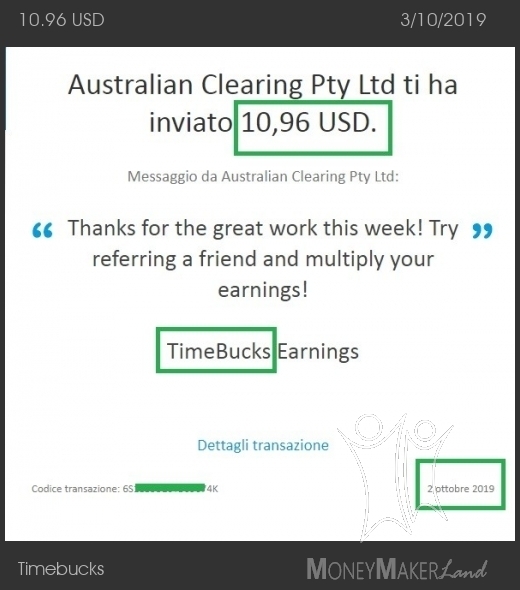 Pagamento 38 per Timebucks