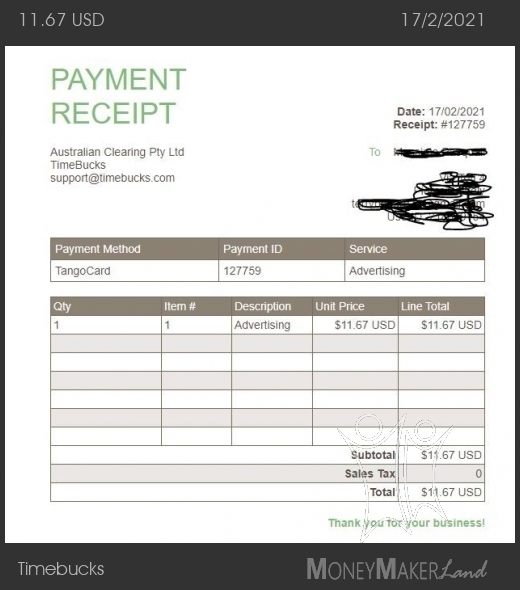Payment 71 for Timebucks