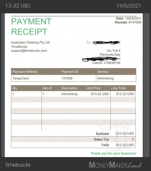 Payment 81 for Timebucks