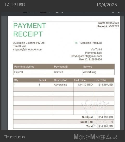 Payment 147 for Timebucks