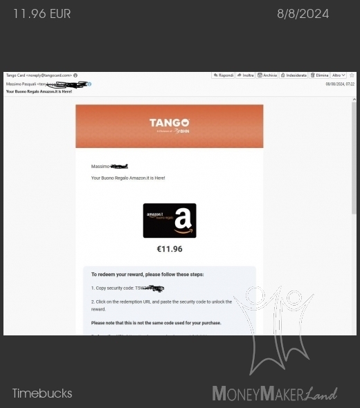 Pagamento 165 per Timebucks