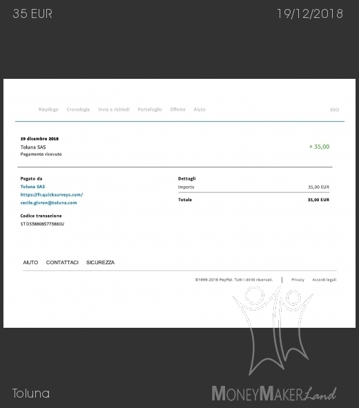 Payment 109 for Toluna