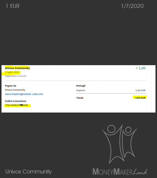 Pagamento 4 per Univox Community