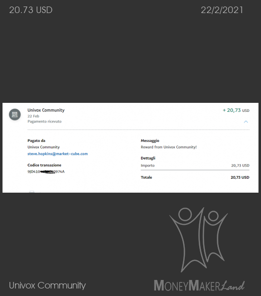 Payment 14 for Univox Community