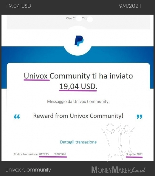 Payment 16 for Univox Community