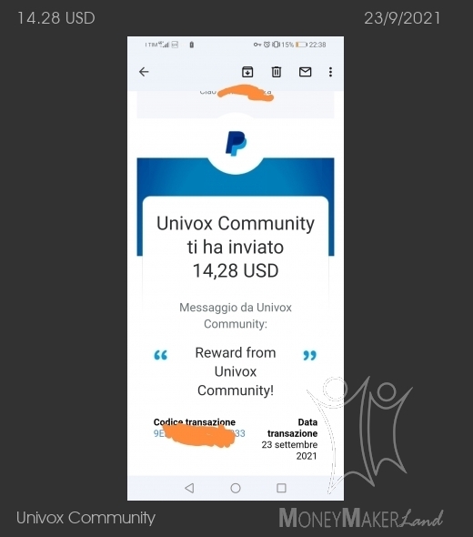 Pagamento 23 per Univox Community