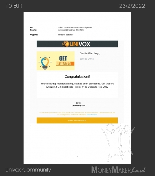 Payment 27 for Univox Community