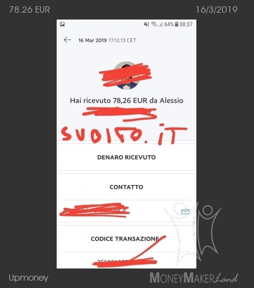 Pagamento 62 per Upmoney