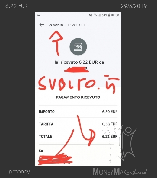 Pagamento 63 per Upmoney