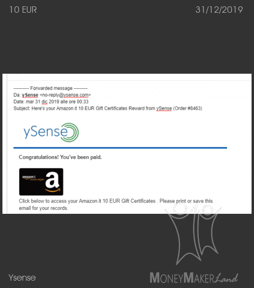 Payment 2572 for Ysense