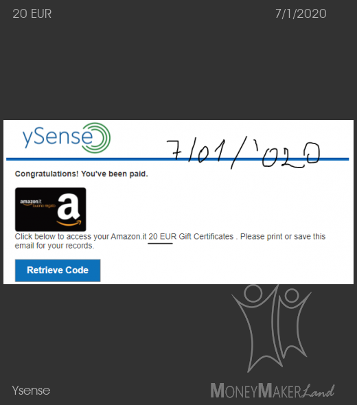 Payment 2573 for Ysense