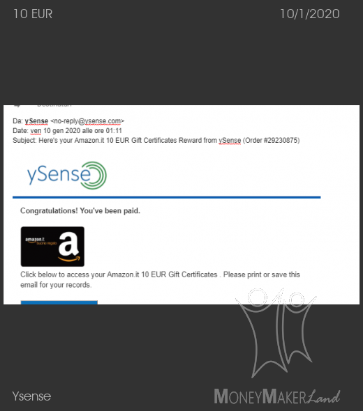 Payment 2574 for Ysense