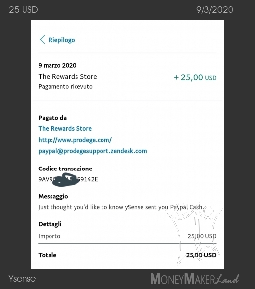 Payment 2611 for Ysense