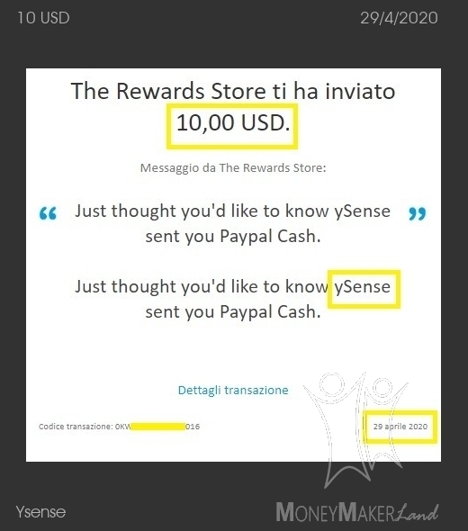 Payment 2670 for Ysense