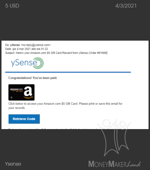 Payment 2786 for Ysense
