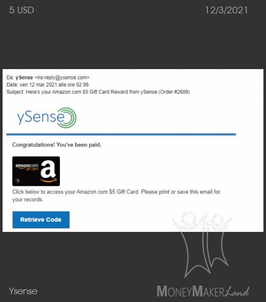 Payment 2788 for Ysense