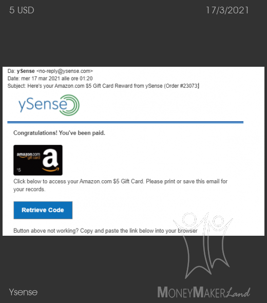 Payment 2791 for Ysense