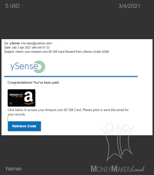 Payment 2795 for Ysense