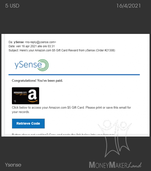 Payment 2801 for Ysense