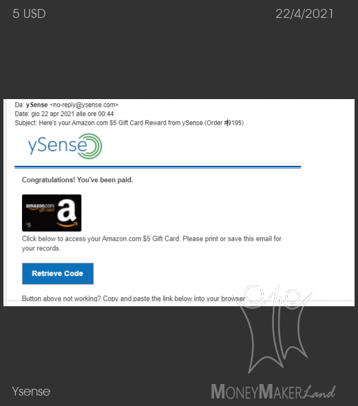 Payment 2803 for Ysense