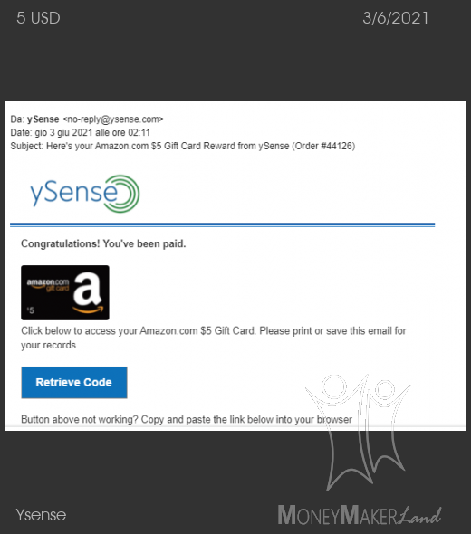 Payment 2829 for Ysense