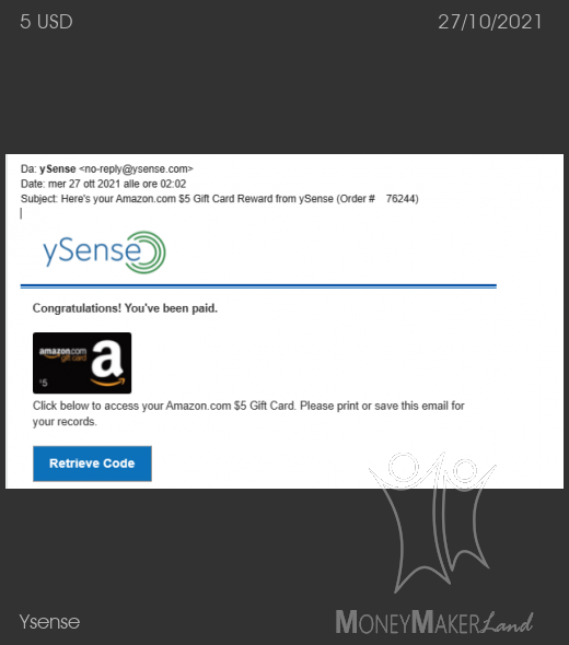 Payment 2870 for Ysense