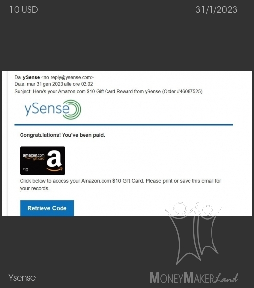 Payment 2844 for Ysense