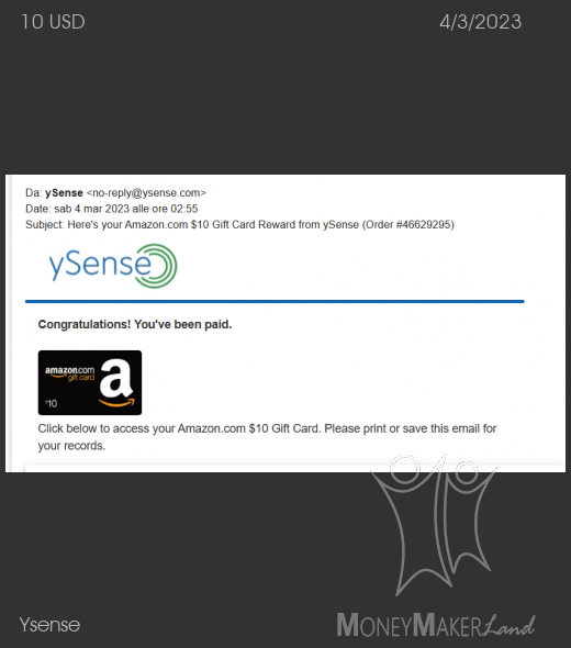 Payment 2849 for Ysense