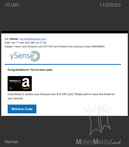 Payment 2851 for Ysense