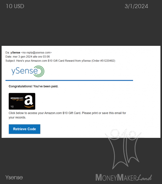 Payment 2881 for Ysense