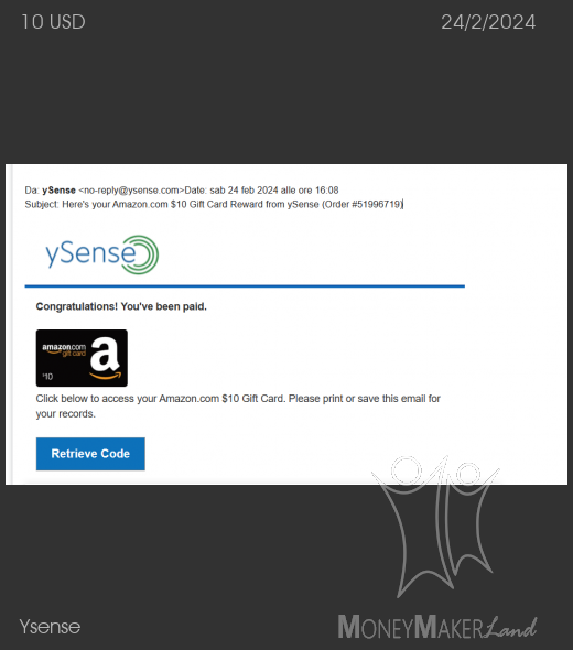 Payment 2887 for Ysense