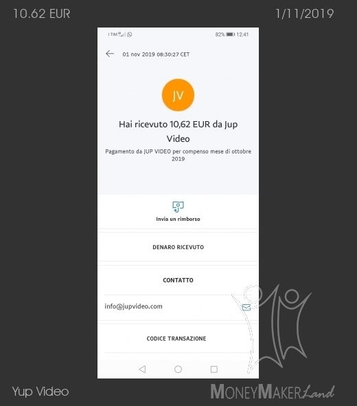 Pagamento 1 per Yup Video