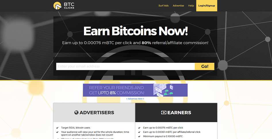 How to make money online e how to get free referrals with Btc Clicks