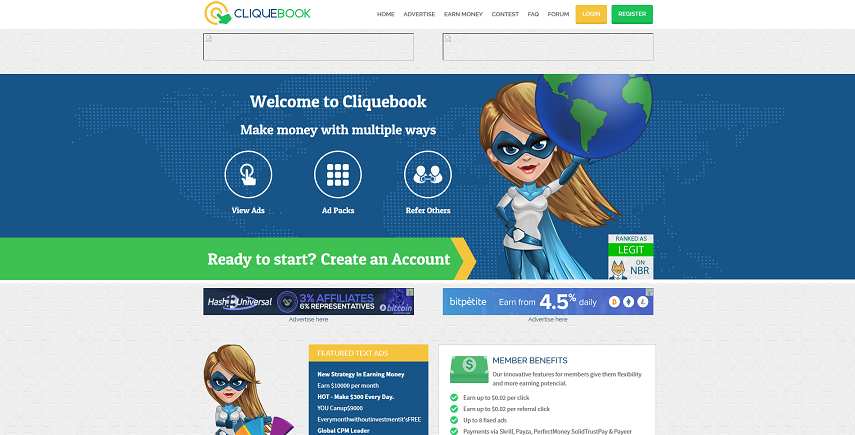 How to make money online e how to get free referrals with Cliquebook