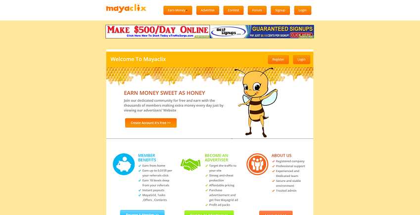 How to make money online e how to get free referrals with Maya Clix
