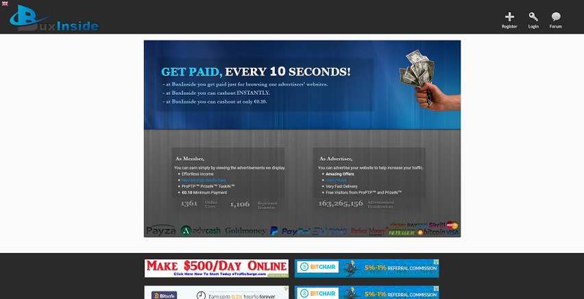 How to make money online e how to get free referrals with Buxinside