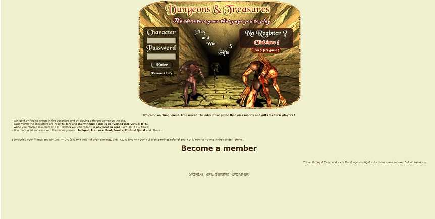 How to make money online e how to get free referrals with Dungeons & Treasures