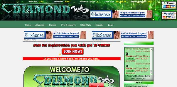 How to make money online e how to get free referrals with Diamondtask