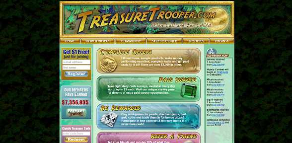 How to make money online e how to get free referrals with Treasuretrooper