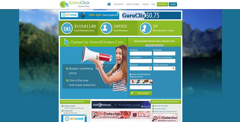 How to make money online e how to get free referrals with Grandclick