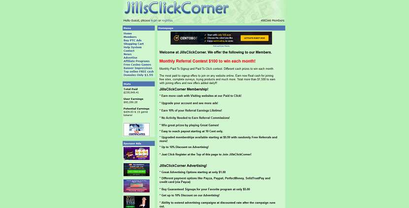 How to make money online e how to get free referrals with Jillsclickcorner