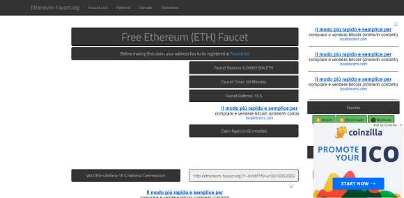 Come guadagnare online e trovare referrals diretti grati con Ethereum Faucet