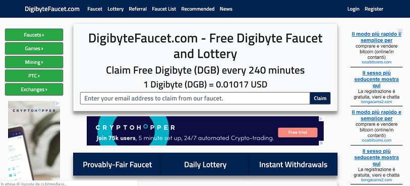 How to make money online e how to get free referrals with Digibyte Faucet