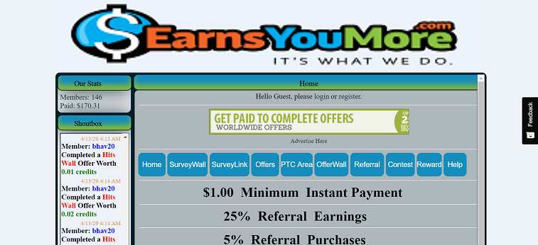 How to make money online e how to get free referrals with Earns You More